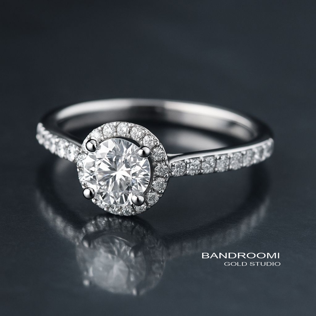 1 انگشتر تکنگین برلیان با طراحی هالهای - تصویر 1