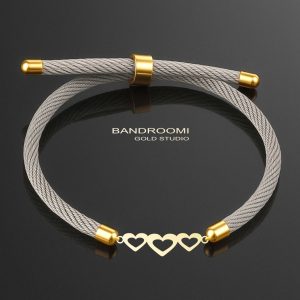 دستبند طنابی طوسی قلب