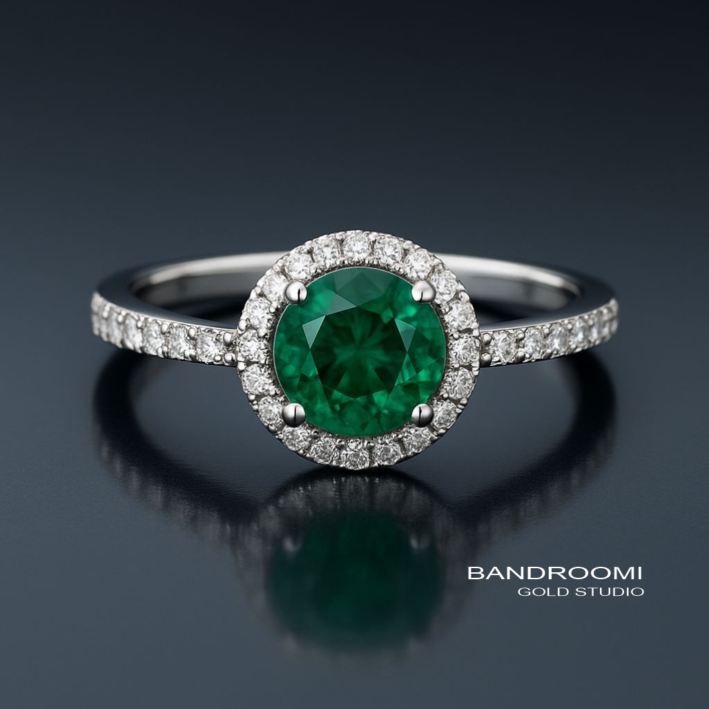 2 انگشتر زمرد و برلیان با طراحی هالهای - تصویر 1