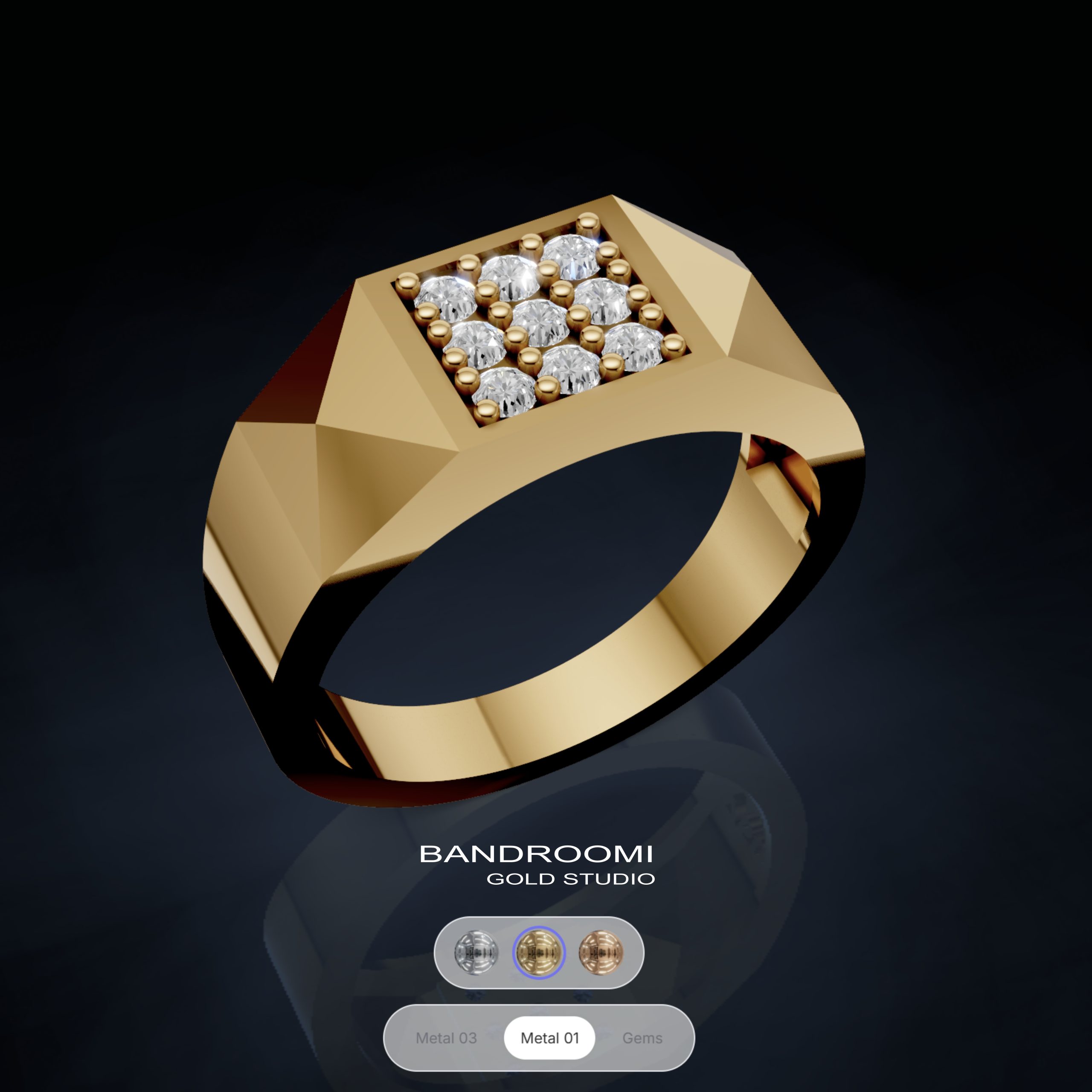 4 انگشتر مردانه هندسی برلیان - تصویر 1