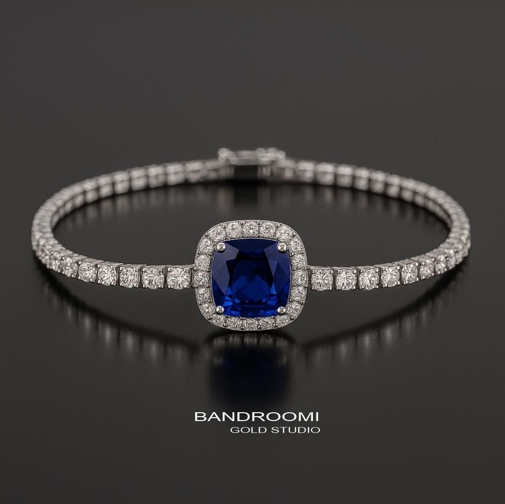 IMG_3341 دستبند تنیسی یاقوت کبود و برلیان - تصویر 1