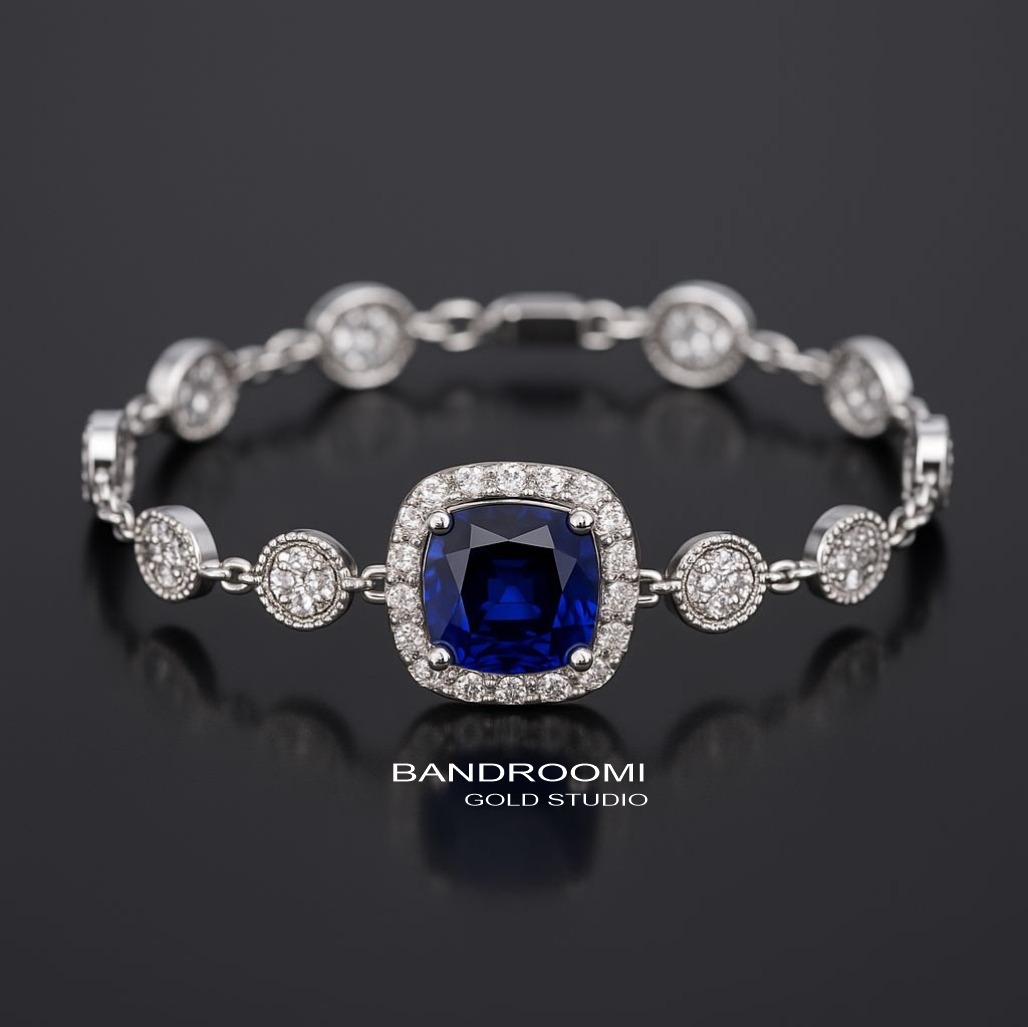 IMG_3342 دستبند یاقوت کبود و برلیان مدل دایرهای - تصویر 1