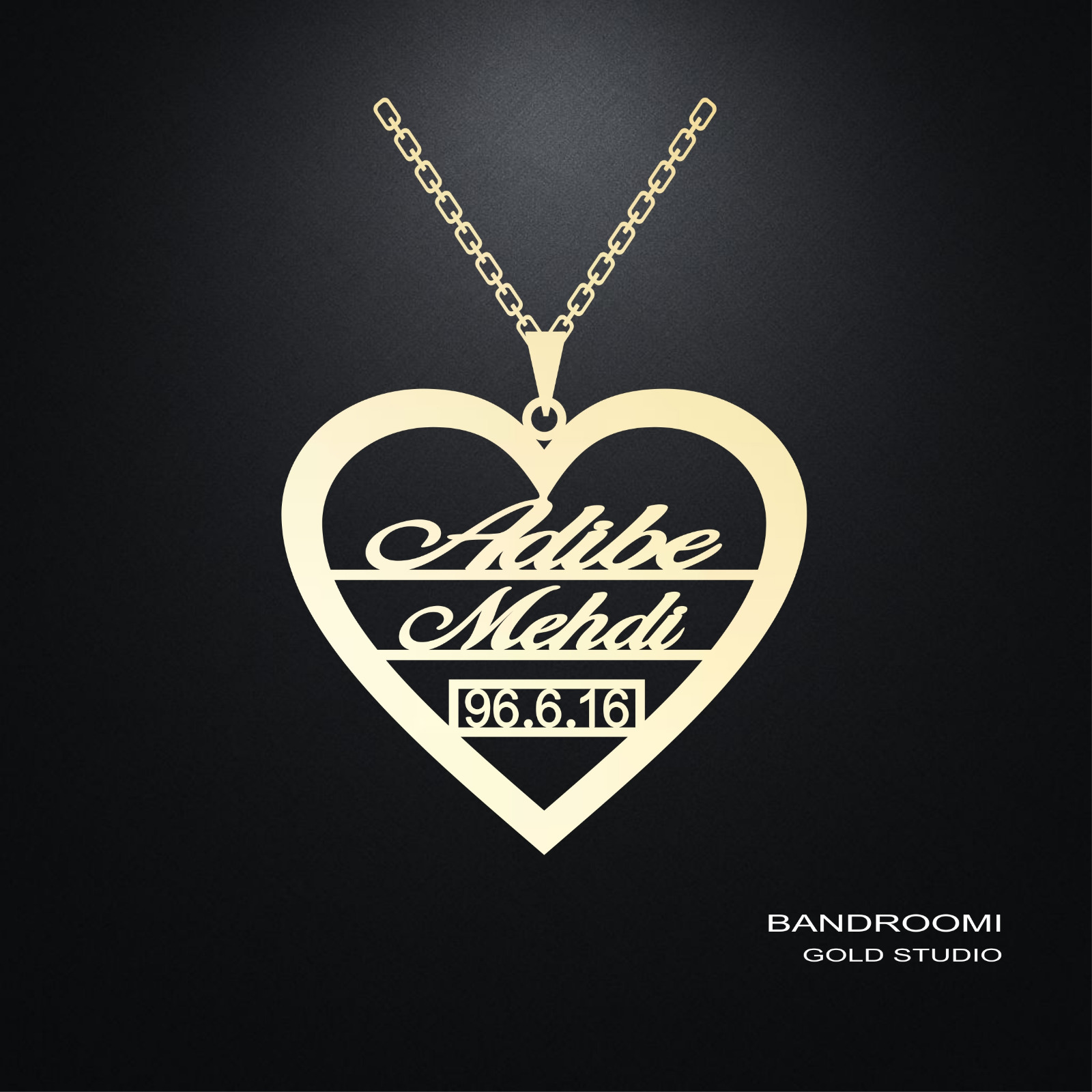 ghalb adibe v mehdi آویز و گردنبند ادیبه مهدی قلب - تصویر 1