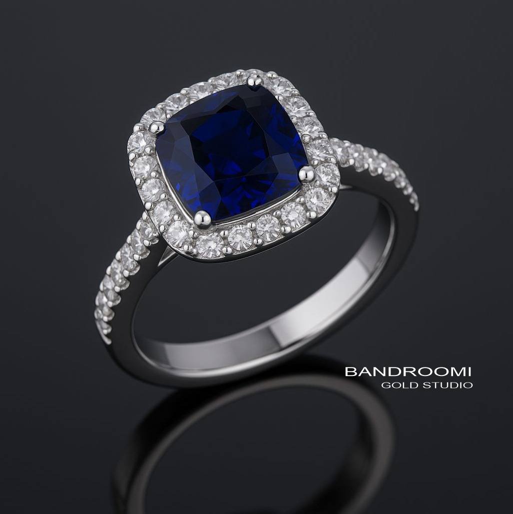 photo_۲۰۲۵-۱۰-۰۴_۰۱-۰۰-۲۰ انگشتر یاقوت کبود و برلیان مدل هالهای - تصویر 1